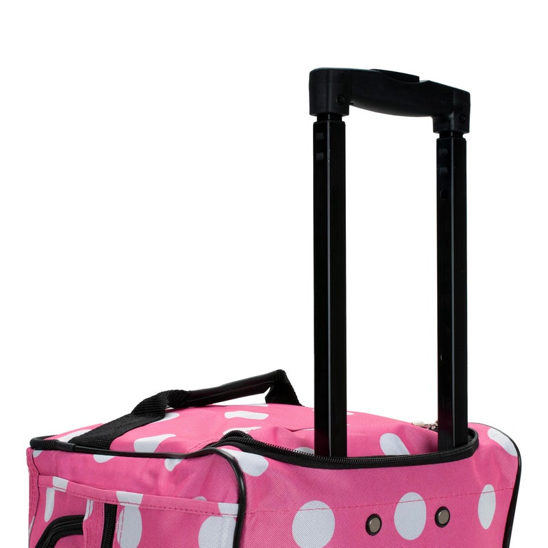 Rockland Rolling Duffel Bag, Pink Dot, 22" - Image 5